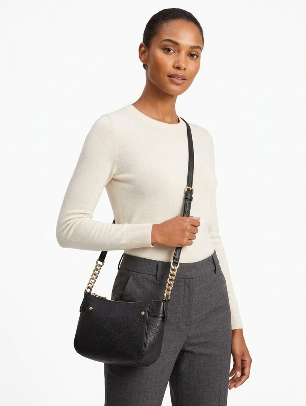 MICHAEL KORS leather black adjustable crossbody bag